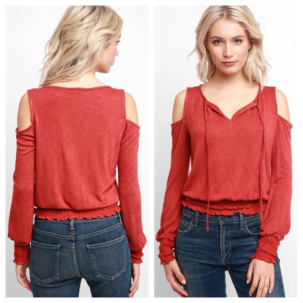 RedHaute Cold Shoulder Blouse - Size Medium